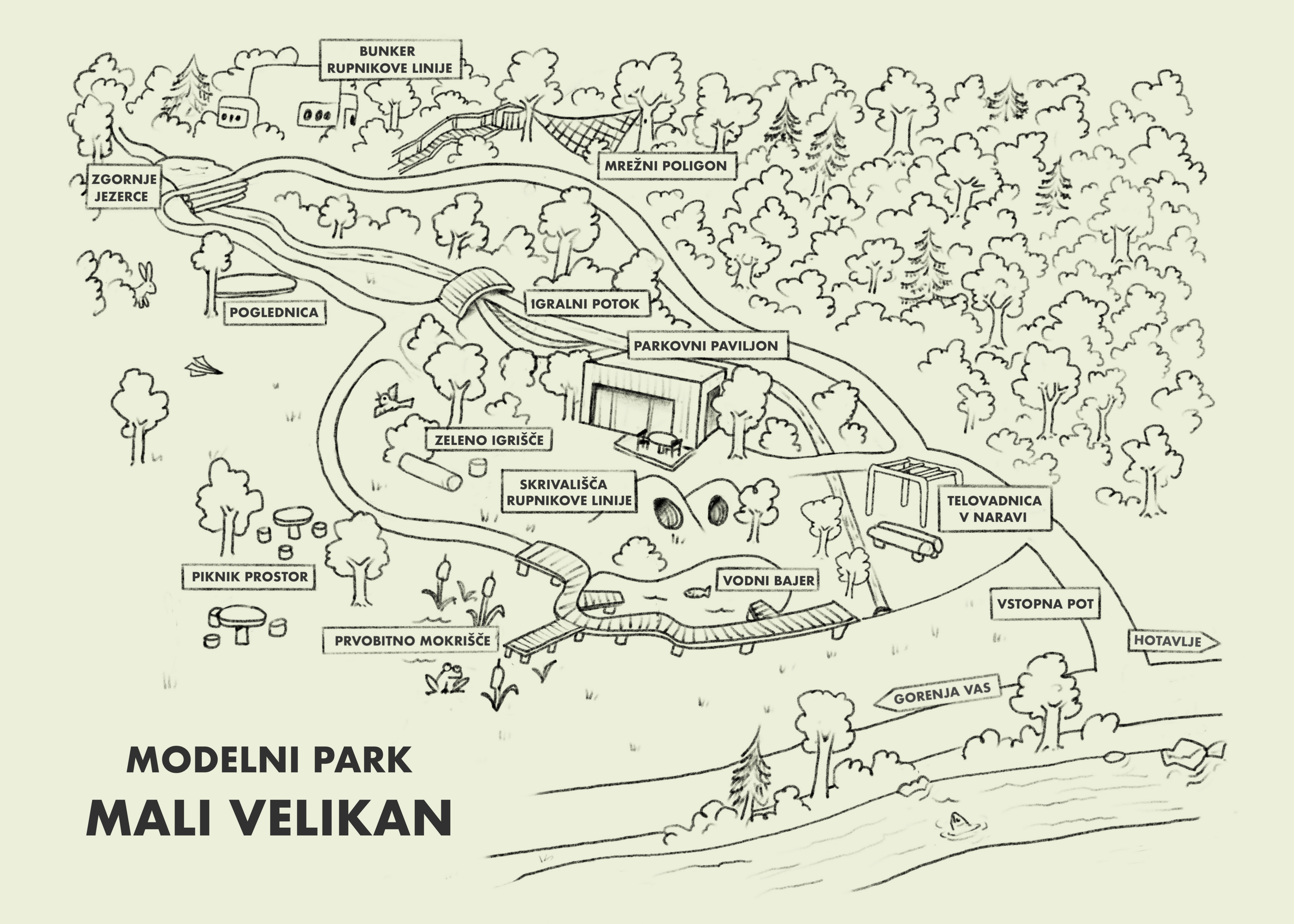 Zemljevid modelni park Mali velikan